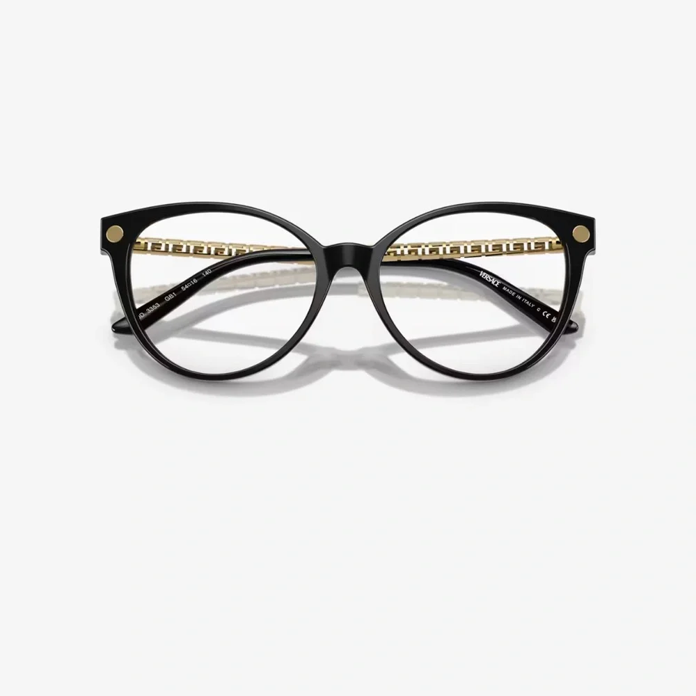 Versace Black Gold Greca Eyeglass Frames Designer Luxury Optical Women’s Glasses